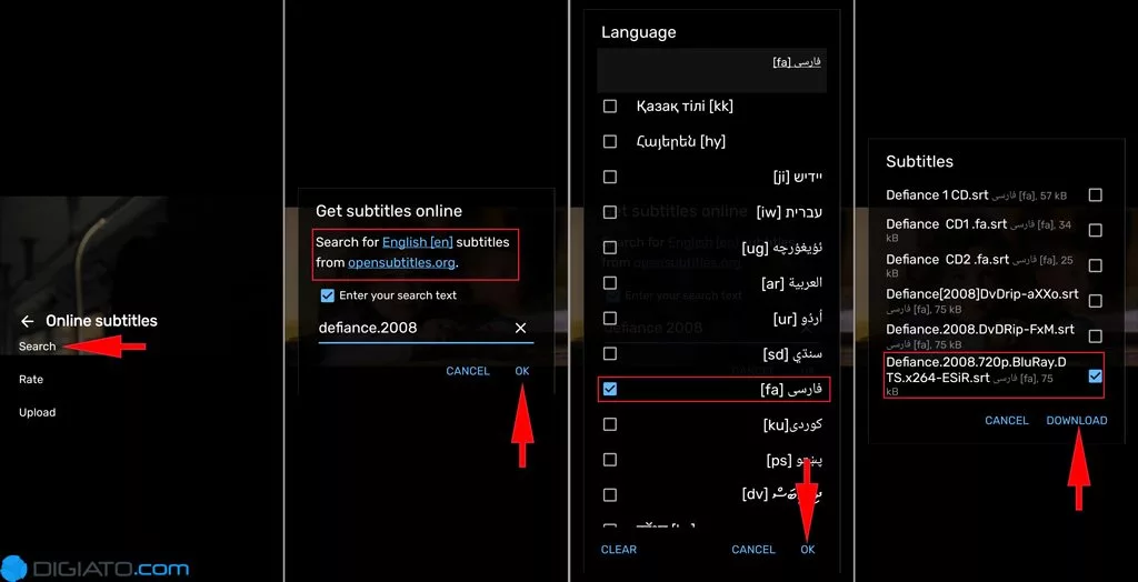 دانلود زیرنویس در MX Player